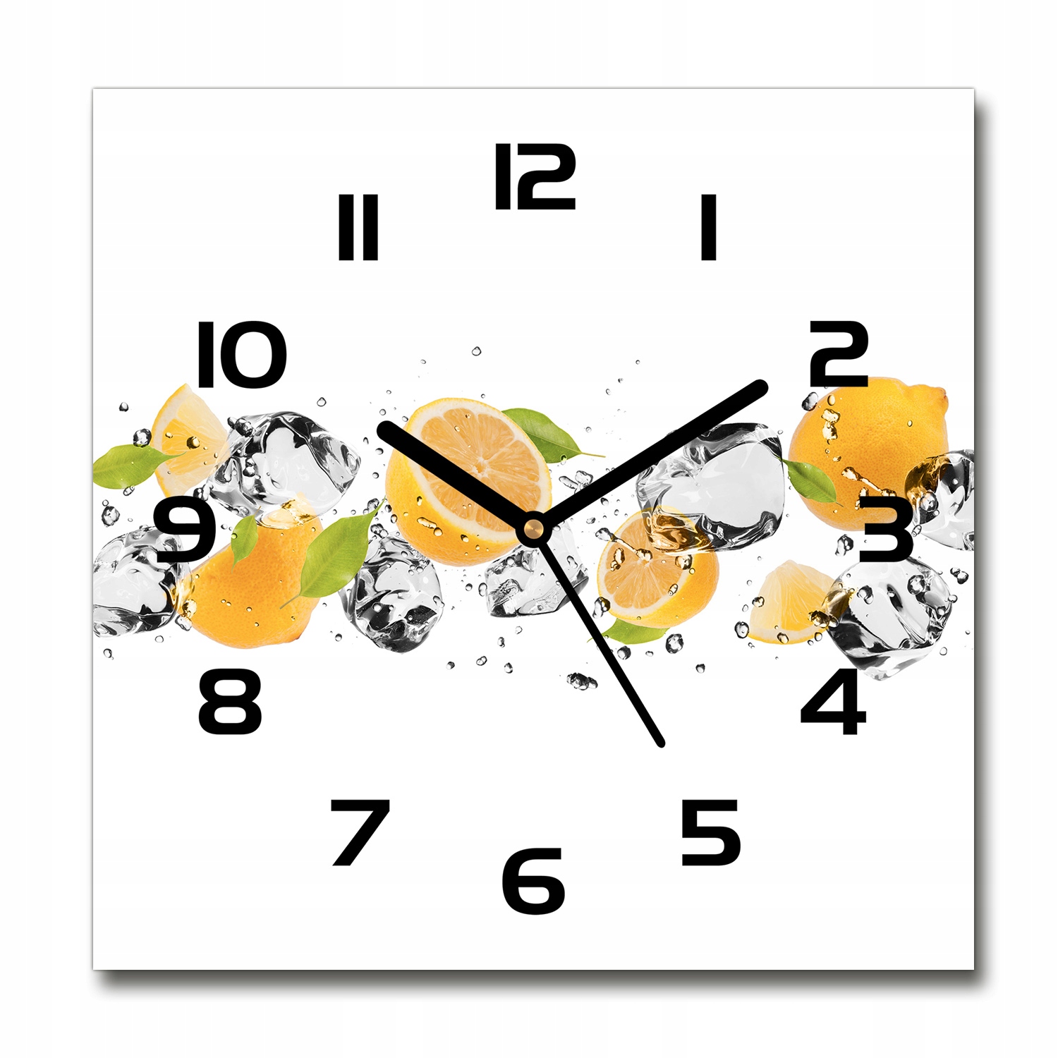 

Cichy zegar szklany na ścianę Cytryna i woda 30x30