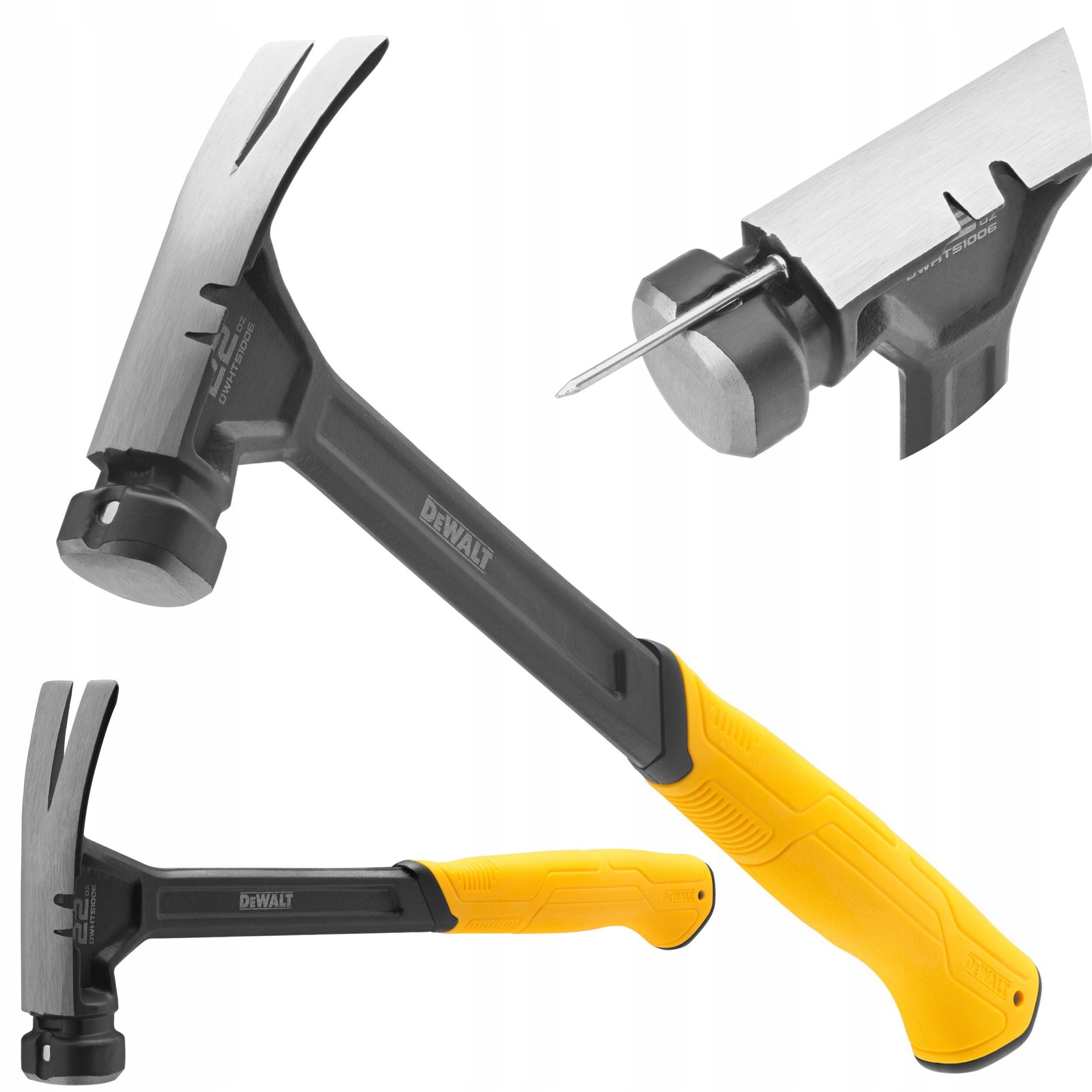 Młotek ciesielski stolarski stalowy dekarski 624g DWHT51006-0 Orygin Dewalt