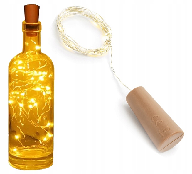 

Lampki na Druciku Led Diody z Korkiem Baterie 2m