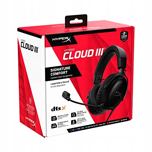 HYPERX Cloud III Zestaw Słuchawkowy Gamingowy PC PS5 Xbox Czarny — miniatura 4