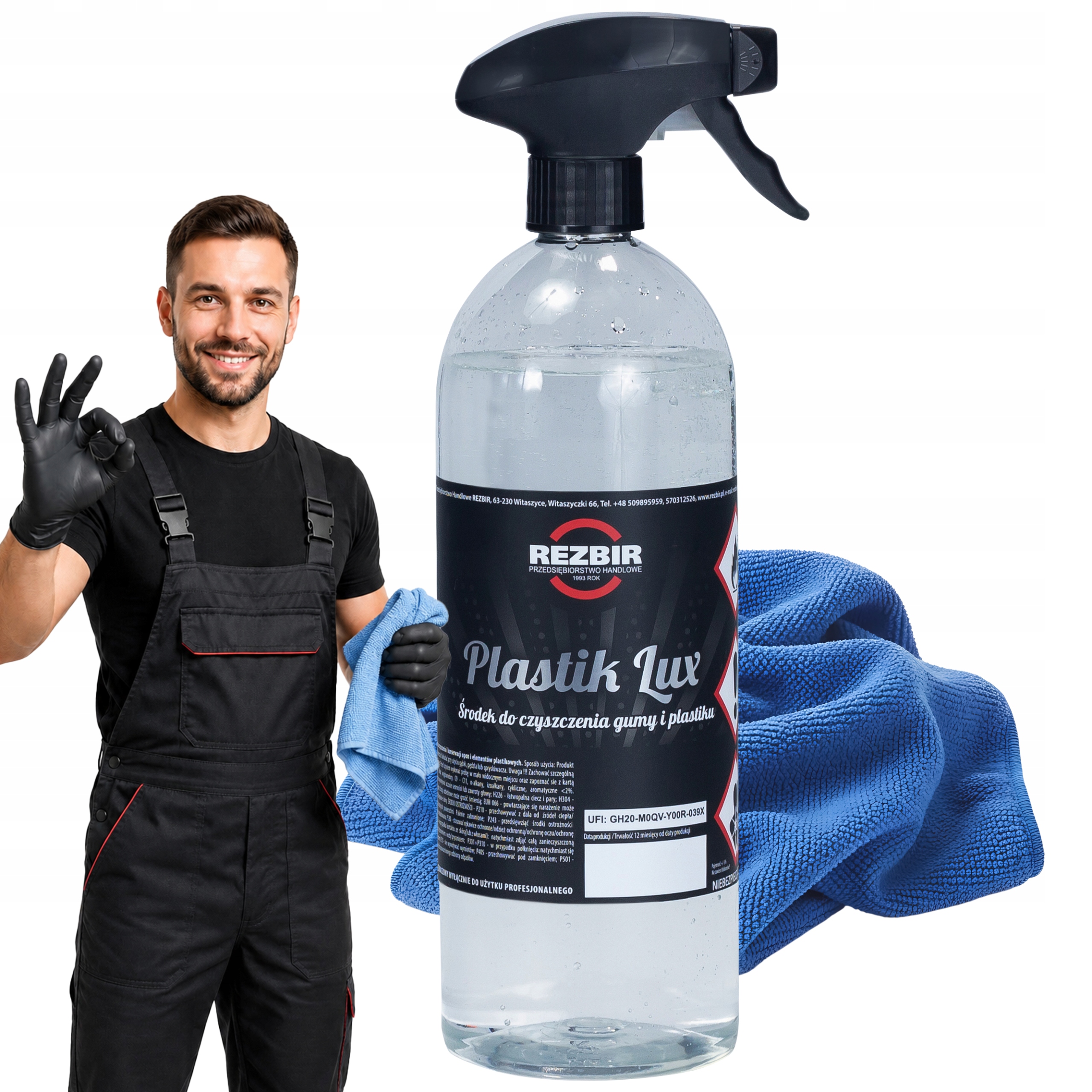 Preparat do mycia konserwacji opon gumy plastiku Rezbir Plastik Lux 1 litr