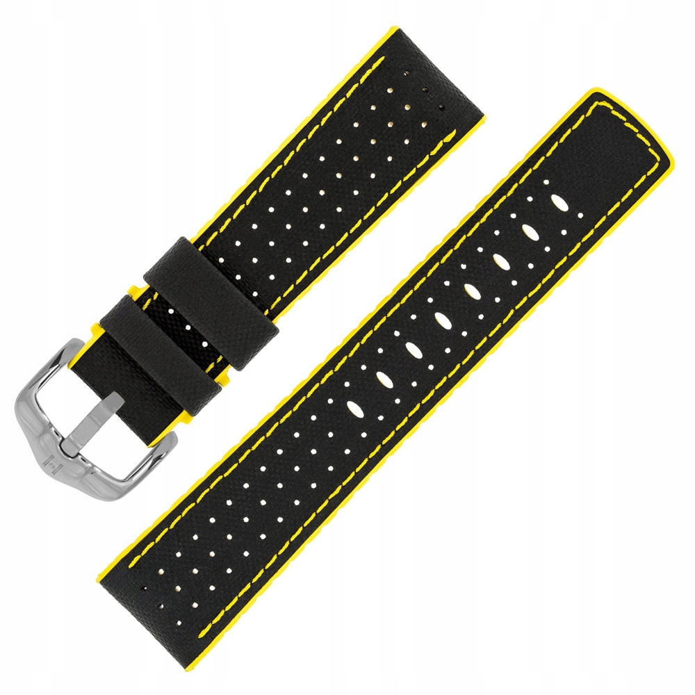 Pásek k hodinkám Hirsch 0917294050-4-20 černý, žlutý 20 mm