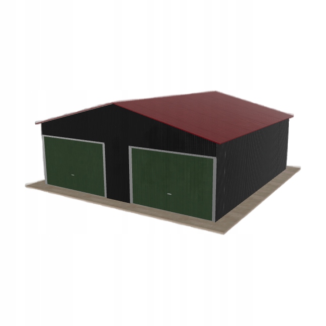 Plechová garáž 7x7 m, dvoupolohová, dvoupolohová, černá