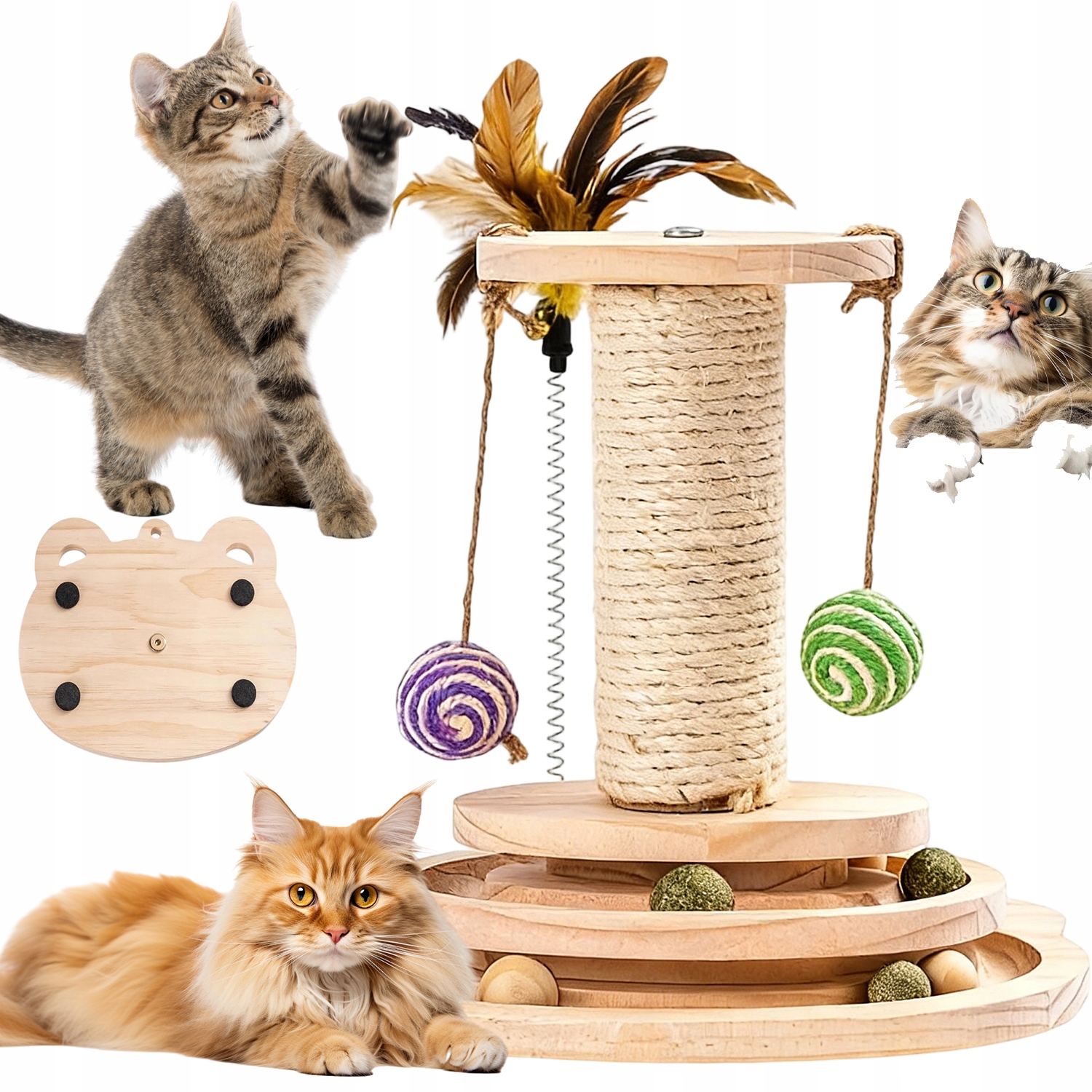 Levně Hračka Pro Kočky Se Dvěma Úrovněmi Kolejí A Škrábacími Prvky