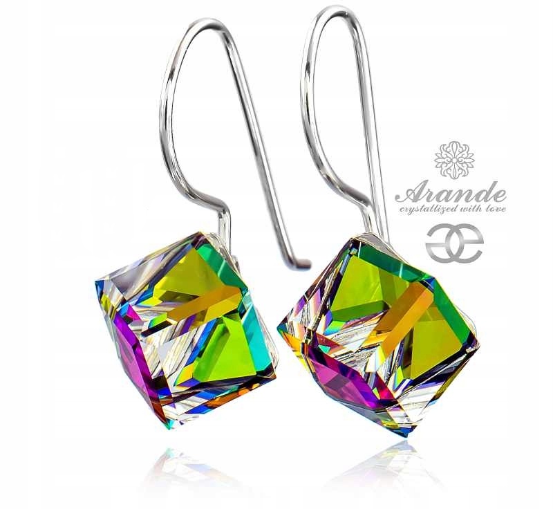 Křišťálové Náušnice Vitrail Cube Stříbro Arande