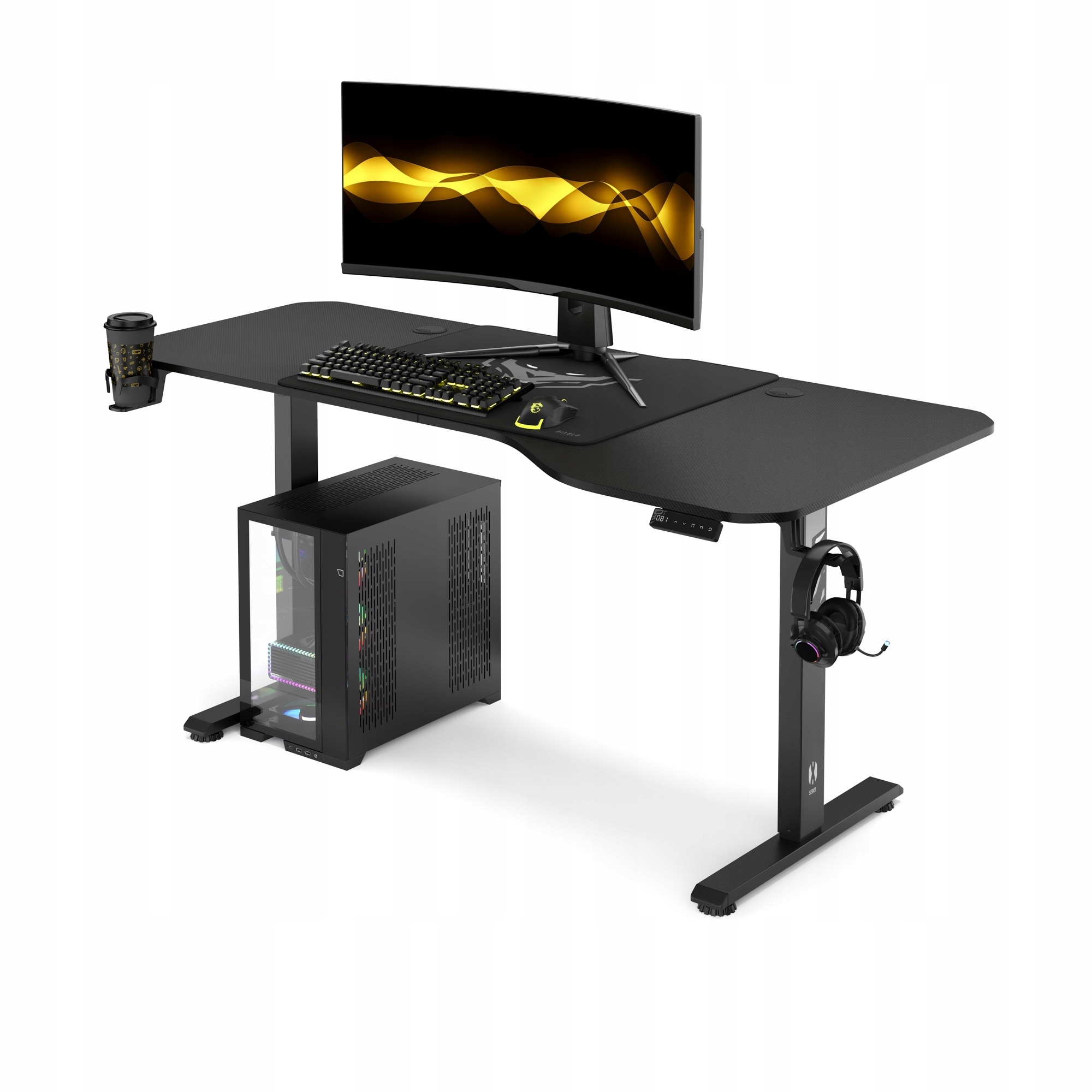 Psací stůl s elektrickou regulací výšky 160 cm Diablo X-tensio černý