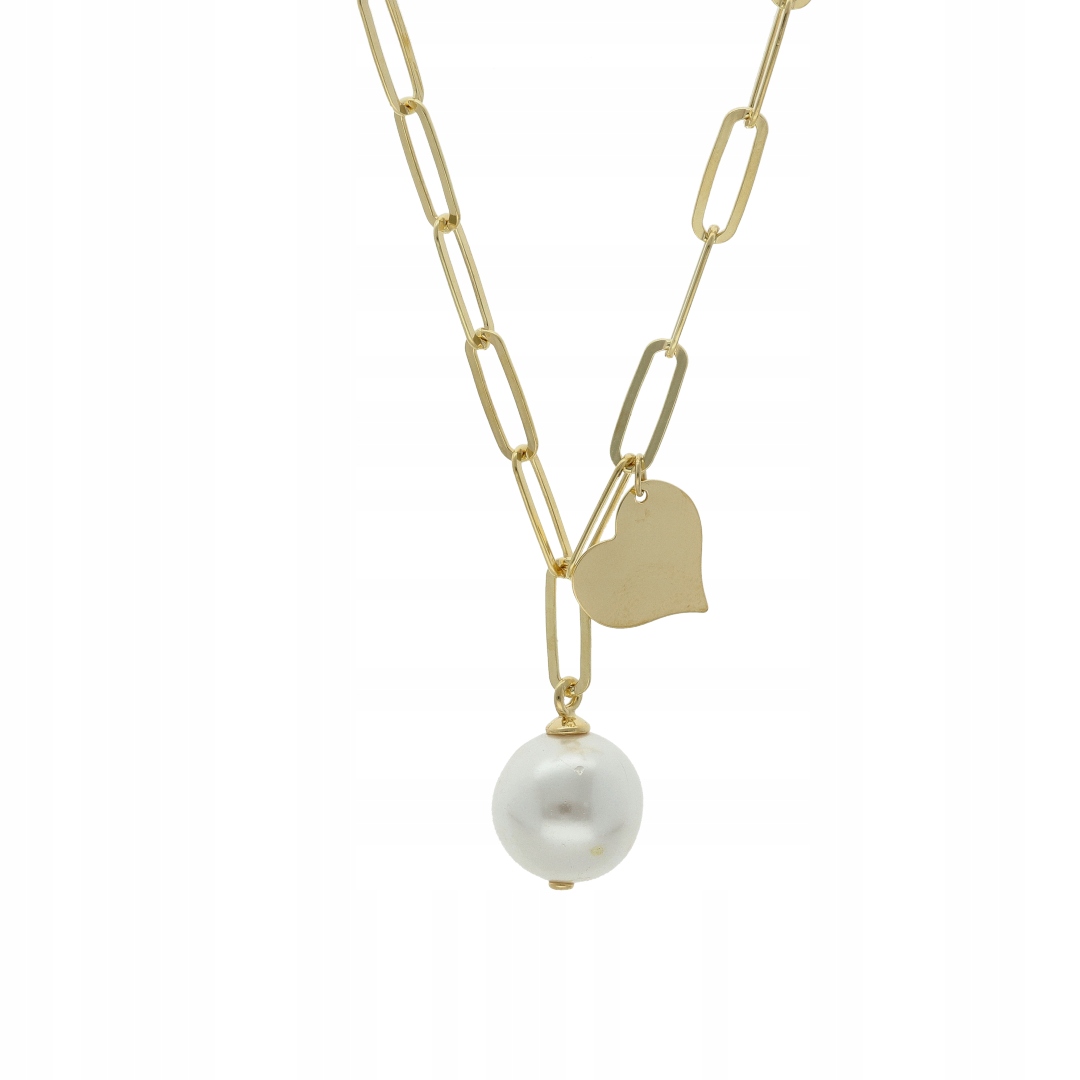 Náhrdelník s perlou a srdcem, stříbro