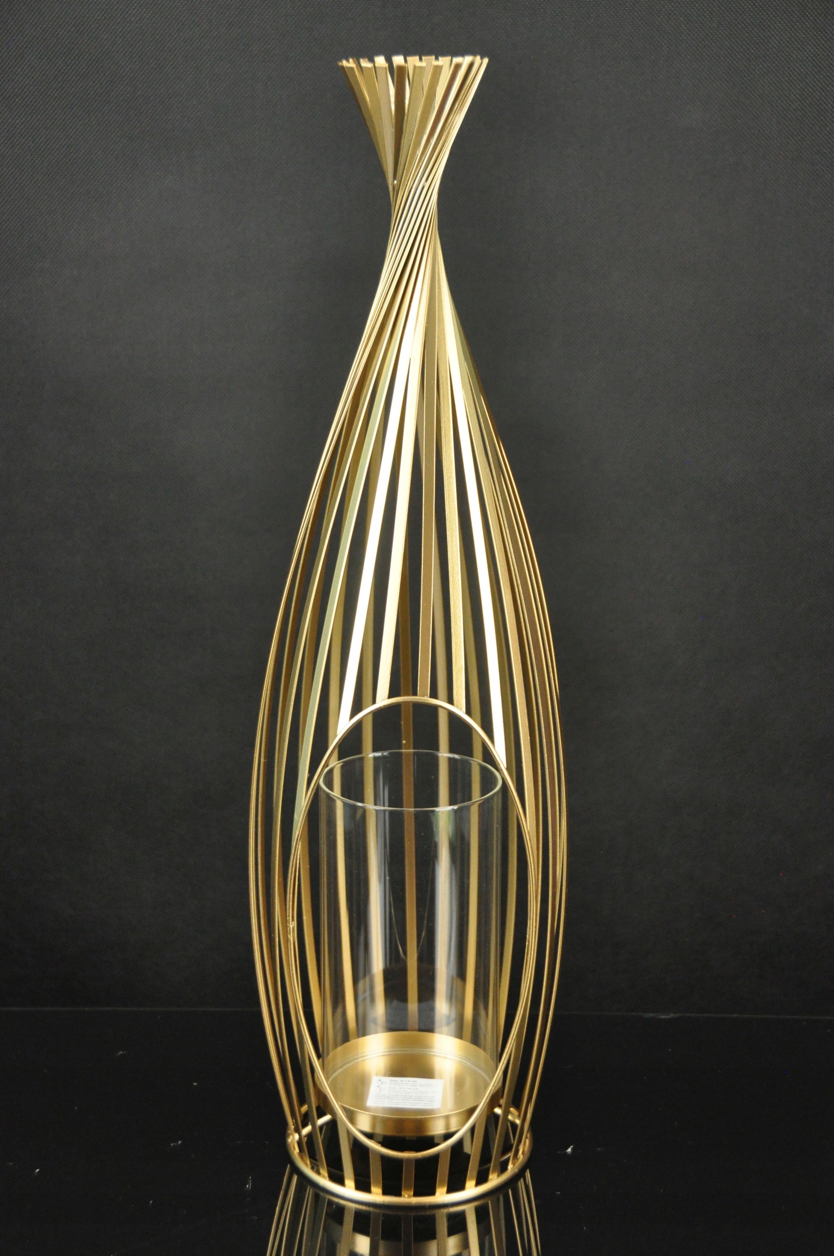 ŚWIECZNIK LAMPION METALOWY ZŁOTY Marka inna