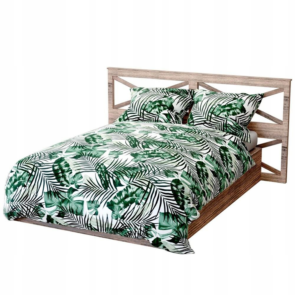 

Pościel 160x200 Jungle biała zielona liście palmy