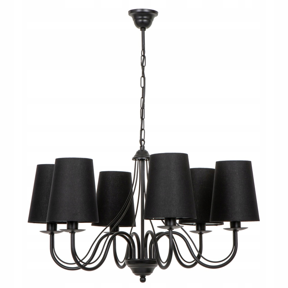 Żyrandol czarny z czarnymi abażurami Arana 6xE14 Lampa sufitowa klasyczna