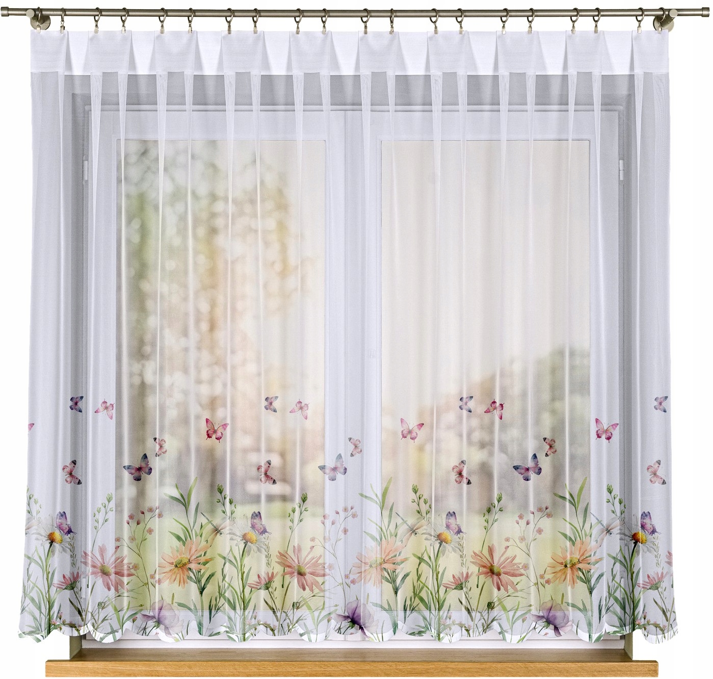Louka s motýly záclona, vel 400 x 160 cm, potištěná (s lemováním)