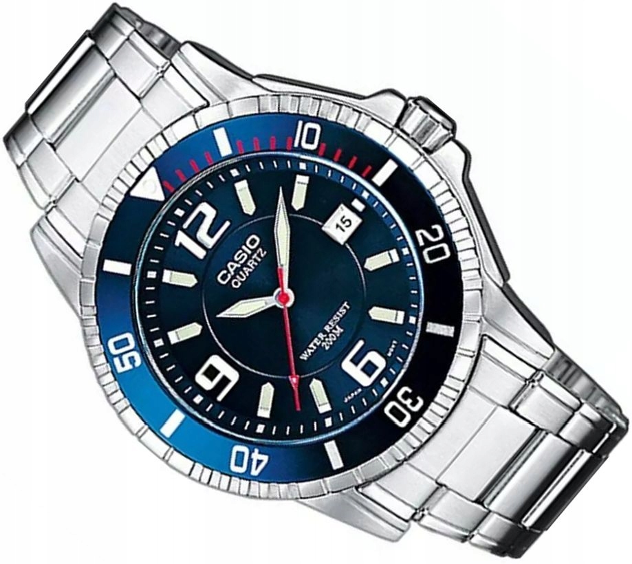 Hodinky Casio MTD-1053D-2AVES Diving Potápěč Modré Ocelové Pohyblivé Bezel 200