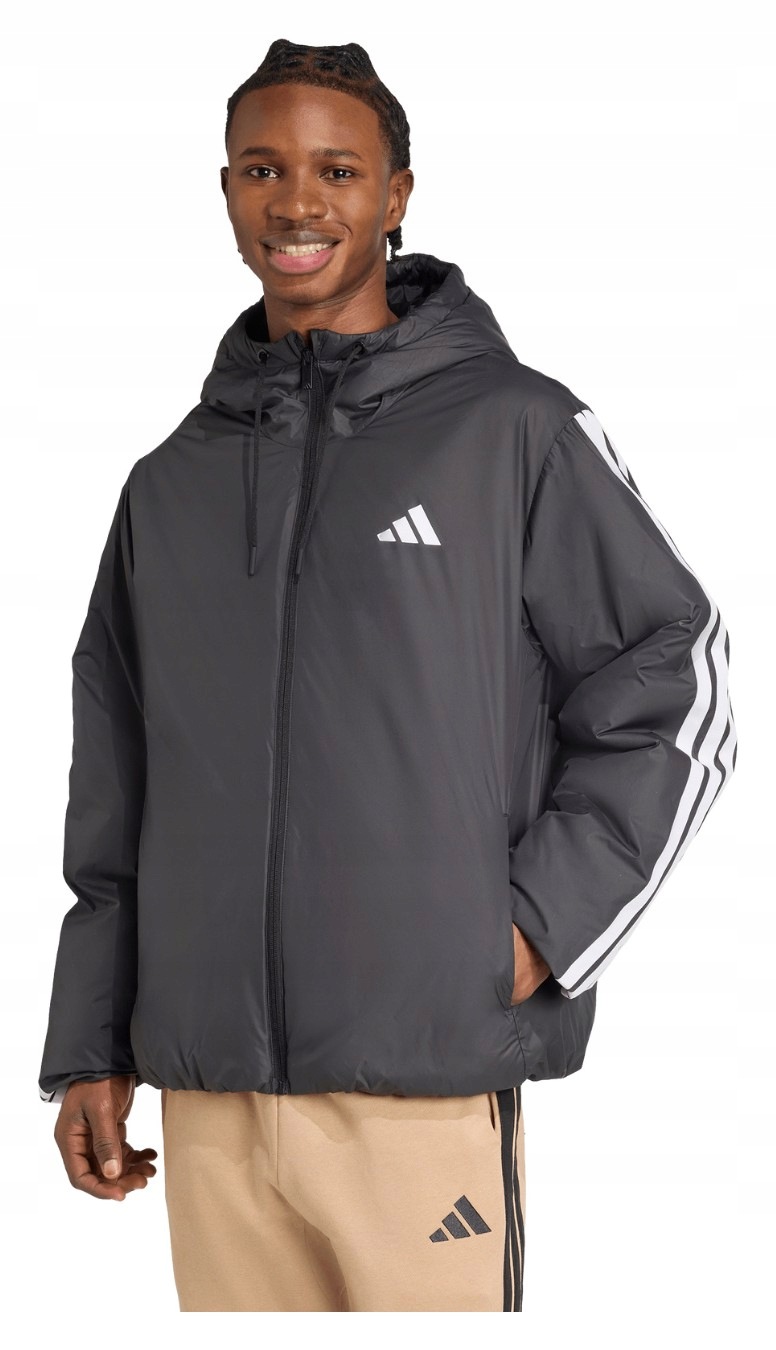 Bunda Adidas Essentials Climawarm 3-STRIPES Insulated s kapucí, černá, vel. M