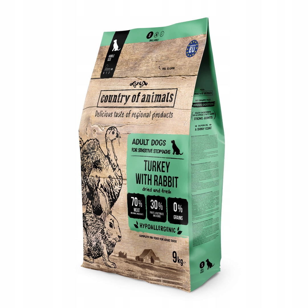 Country of Animals Psí granule krocaní/králičí 9 kg