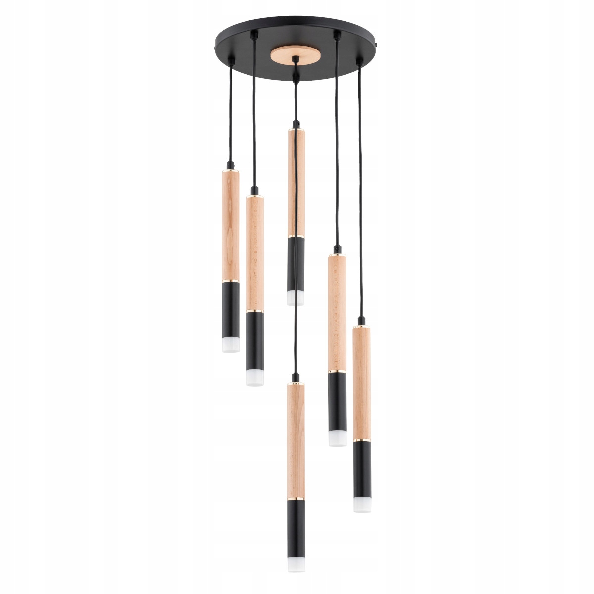Moderná závesná lampa čierna tuby drevo 6xG9 10W Rodeo Alfa