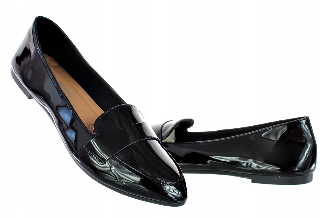 BALERINY LAKIERKI CZARNE ELEGANCKIE BUTY DAMSKIE 6356 roz. 37 Rozmiar 37