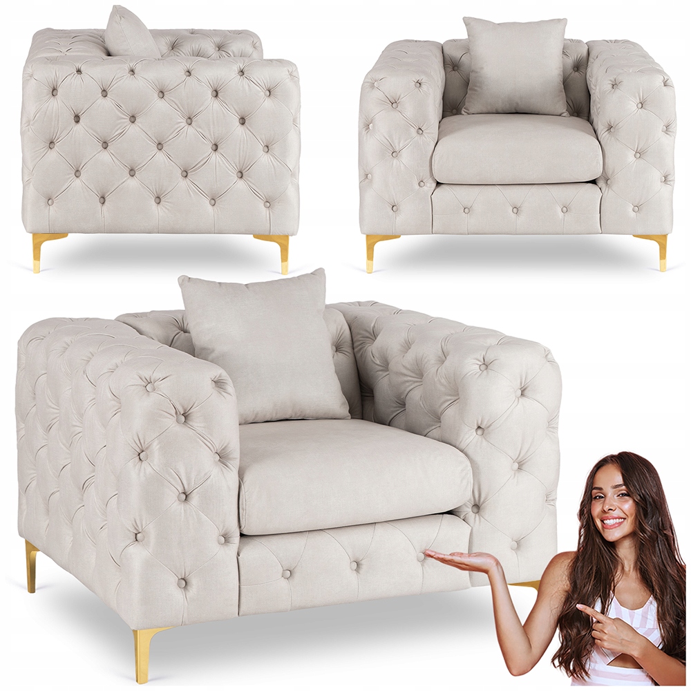 Odpočinkové křeslo Glamour do obývacího pokoje Pohodlný Velurový krém Sorrento 1S