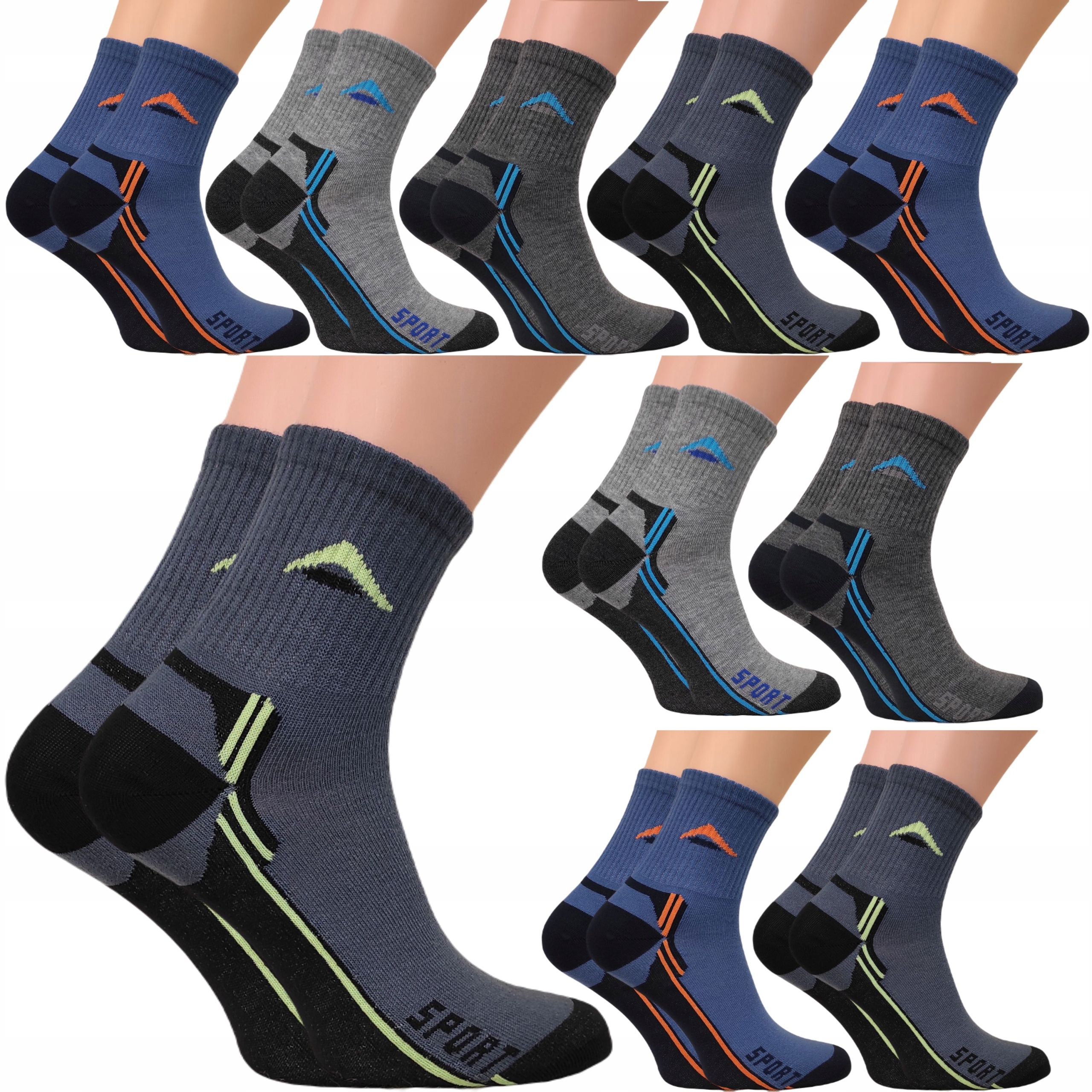 

10 X Skarpety Męskie Bawełniane Sportowe Trwałe