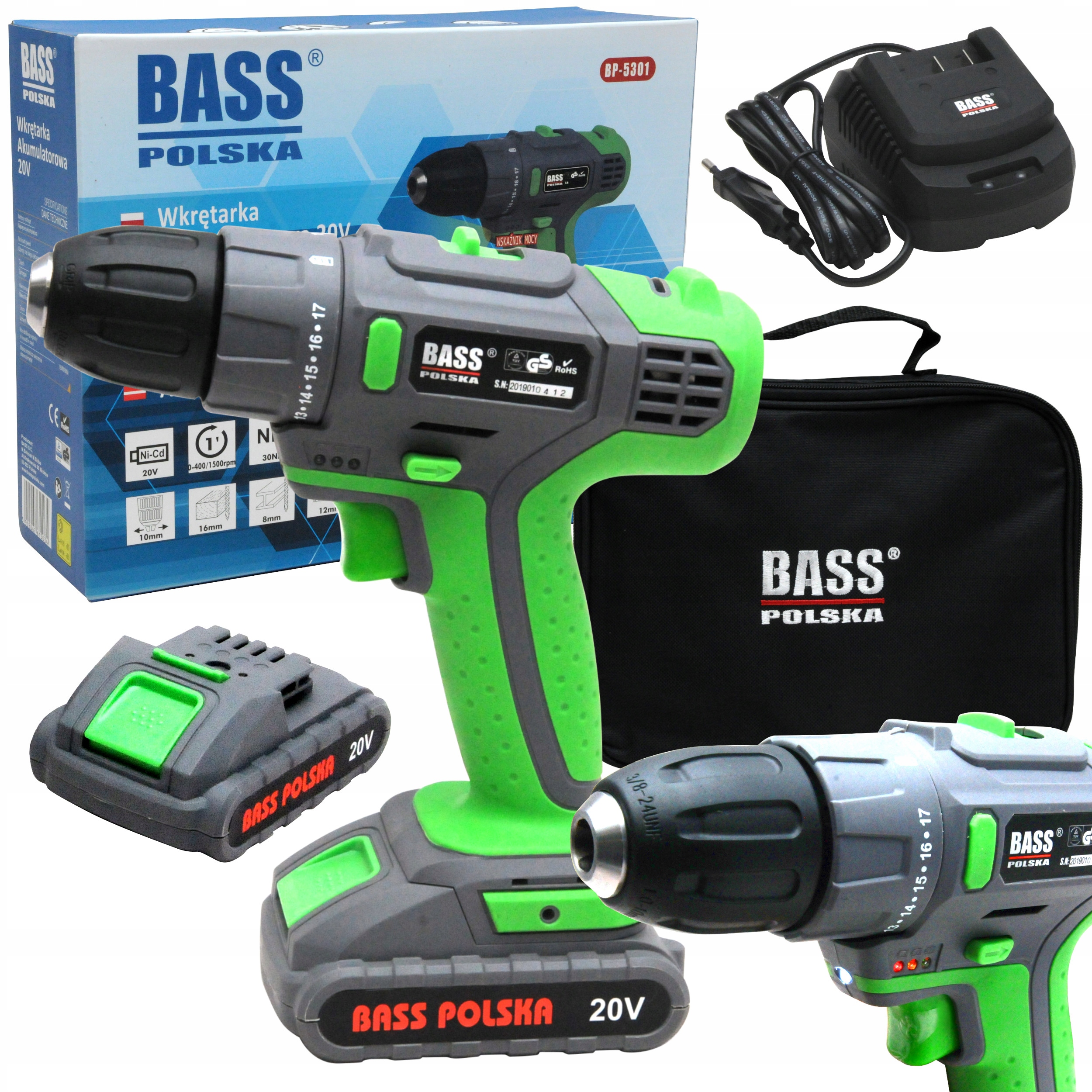 

Bass Wkrętarka Wiertarka Akumulatorowa 20V 2x 3Ah