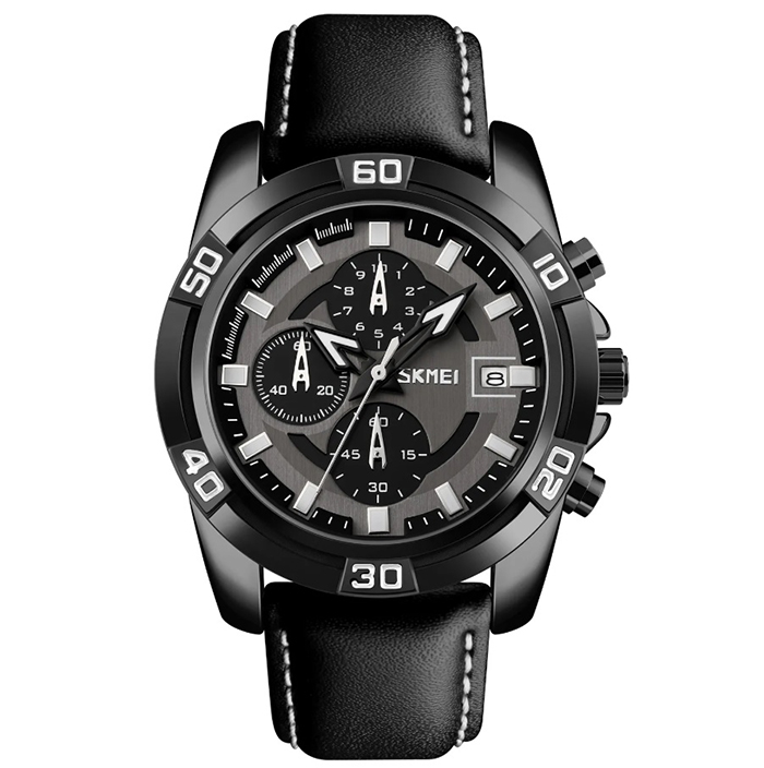 Pánské hodinky Skmei analogový pásek černý chronograf datumovka
