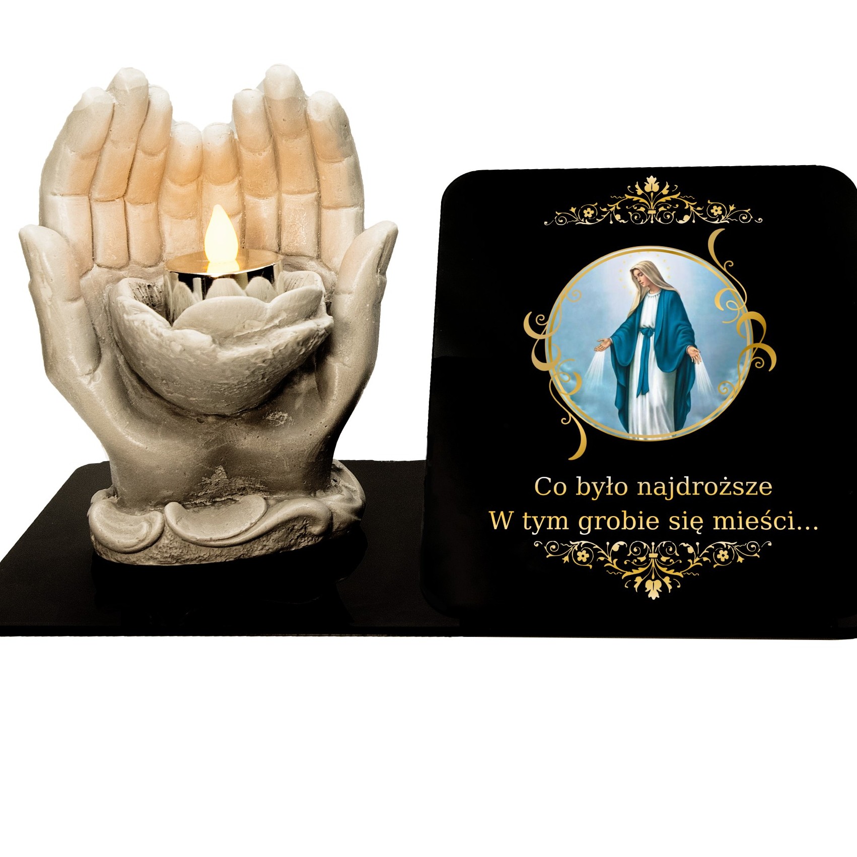 ZNICZ LED STATUETKA NA CMENTARZ GRÓB DUŻA WIECZNA LAMPKA DOSTOJNY LAMPION Typ led