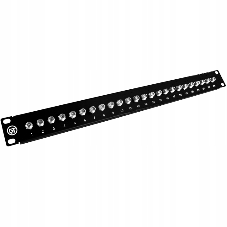 Patchpanel panel 19'' Rack 24x porty gniazda typu F beczki czarny