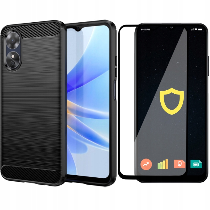 

Etui Case Pancerne Carbon Do Oppo A17 Szkło