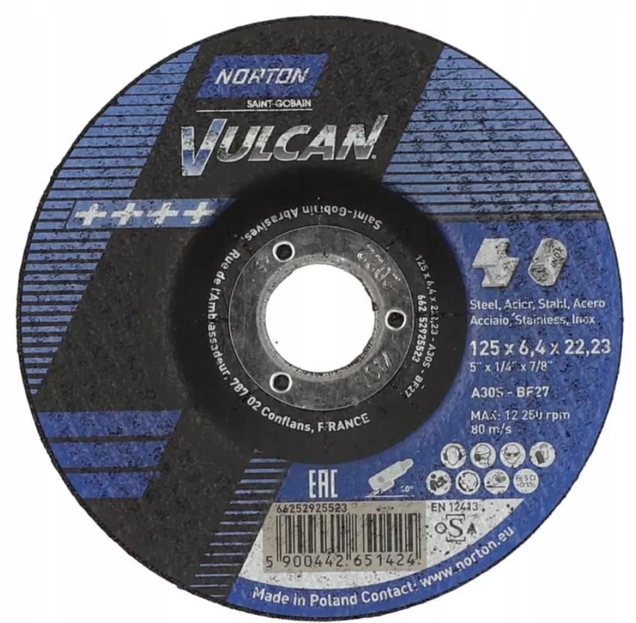 

Tarcza do szlifowania T27 125x6,4x22,23mm Norton