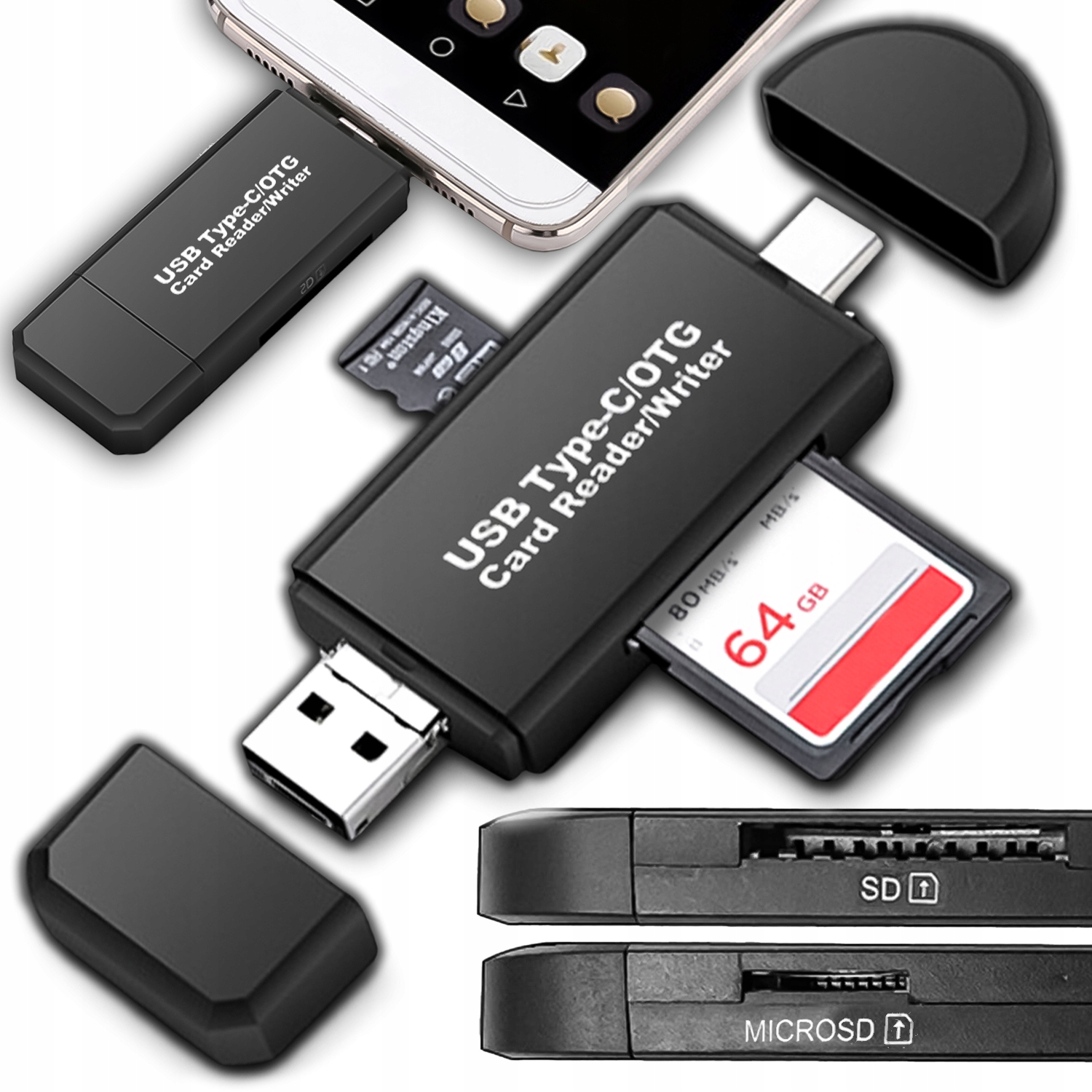 Czytnik kart pamięci Micro SD TF USB-C USB 480 Mb/s 5w1 do laptopa telefonu
