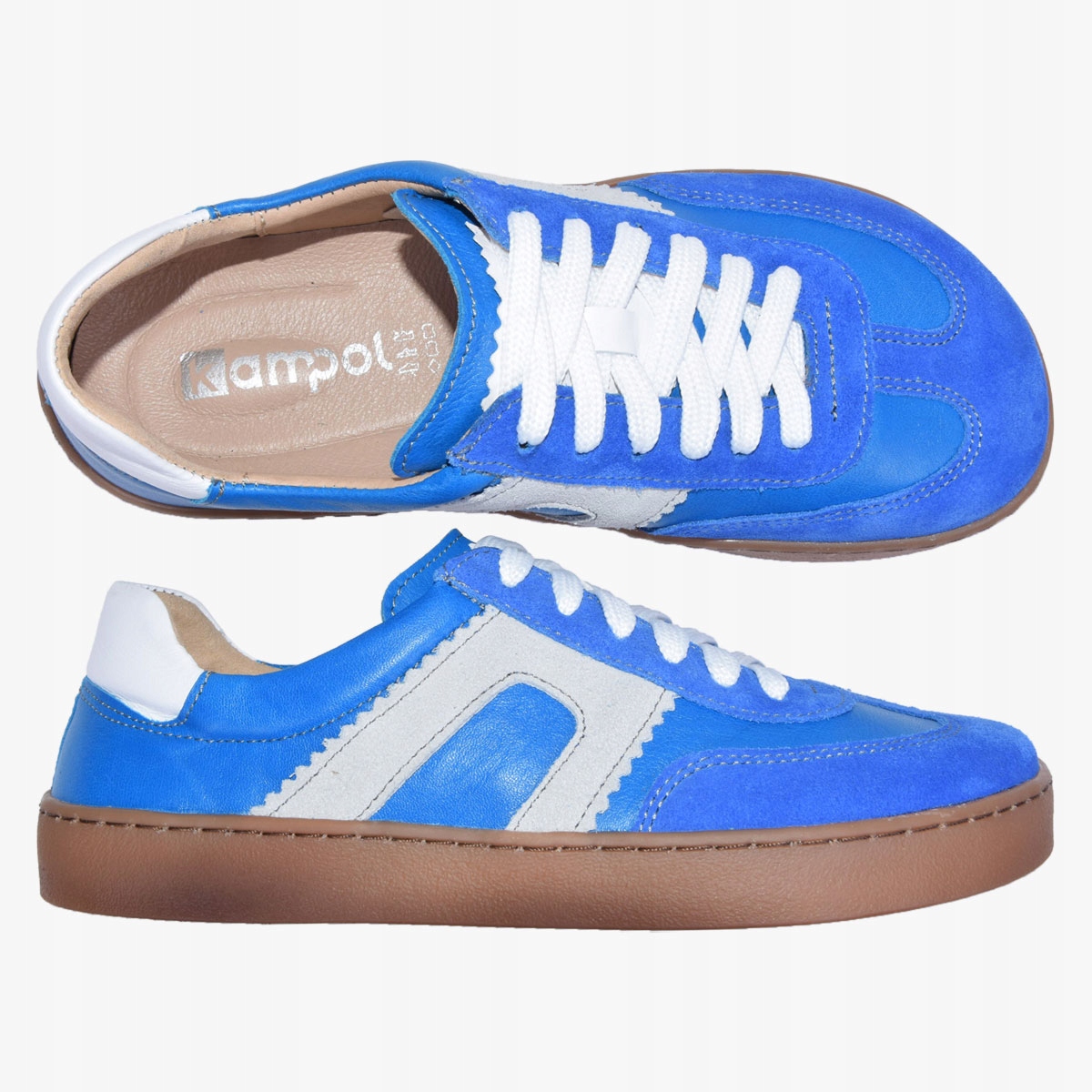 Buty Damskie Barefoot Skórzane Minimalistyczne Szerokie Niebieski Kampol 41