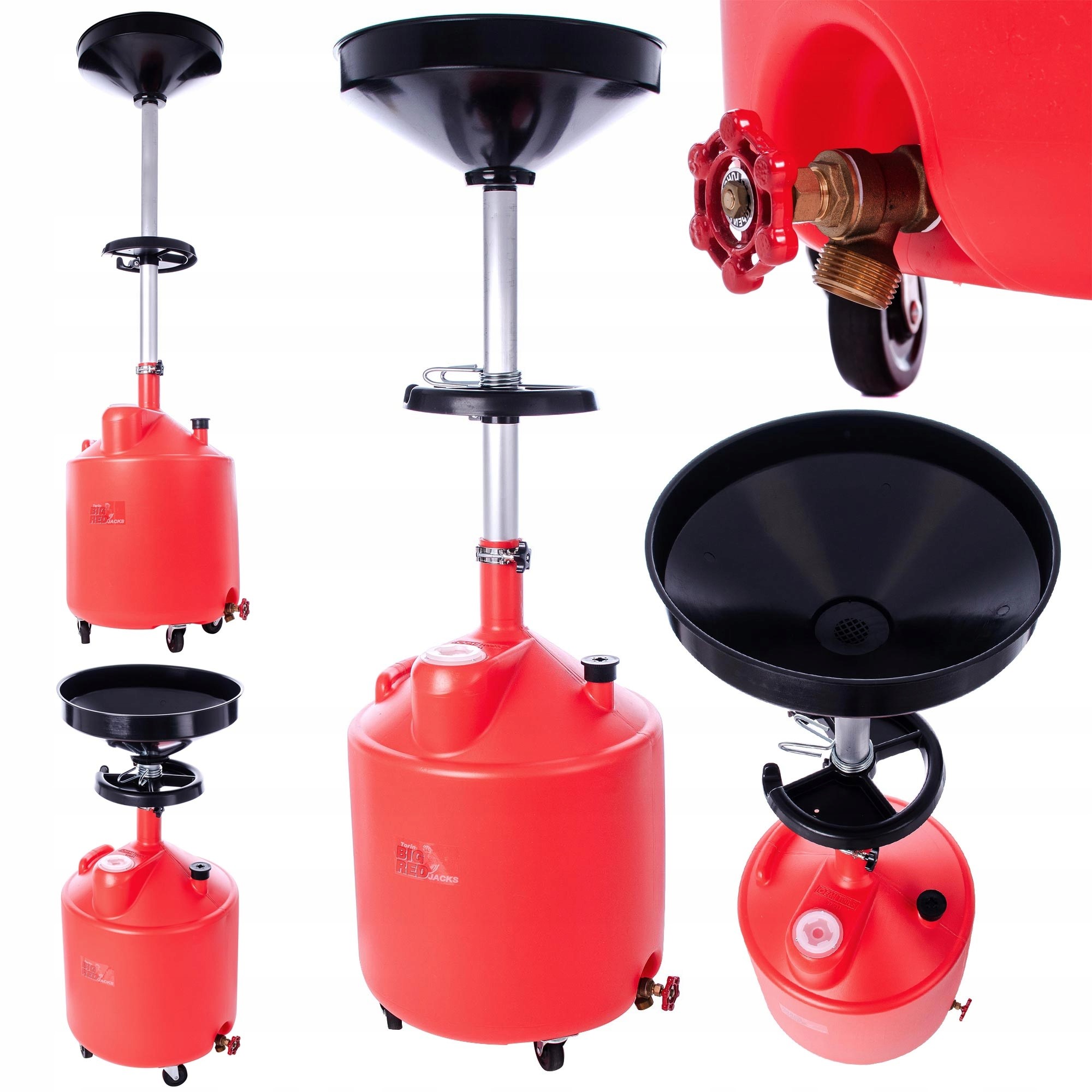 ZLEWARKA BIG RED 75L DO ZLEWANIA SPUSZCZANIA OLEJU SAMOCHODOWEGO DUŻA ZAWÓR