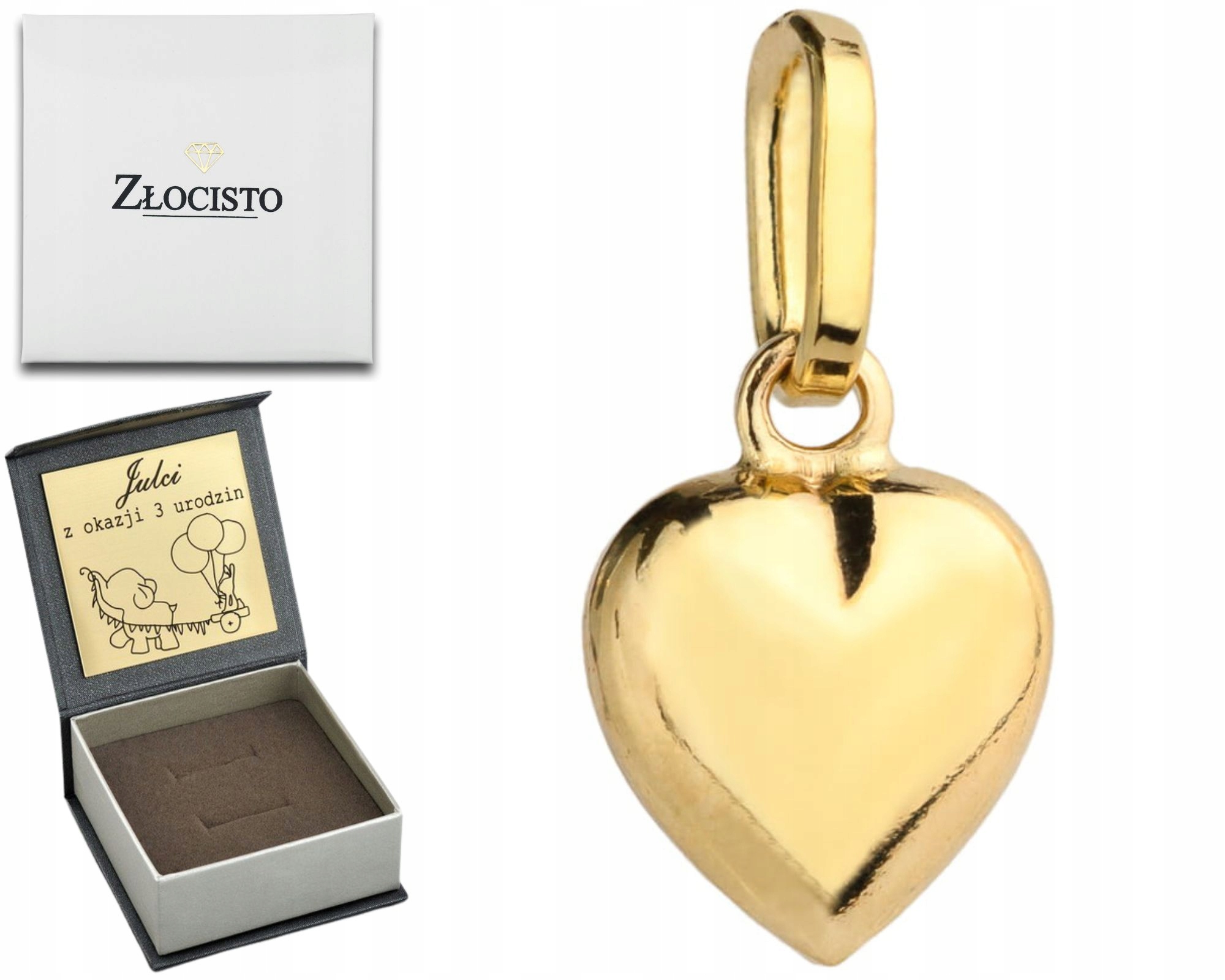 Zlaté srdíčko Malé hladké Konvexní přívěsek 585 Gravírování Dárek K Narozeninám