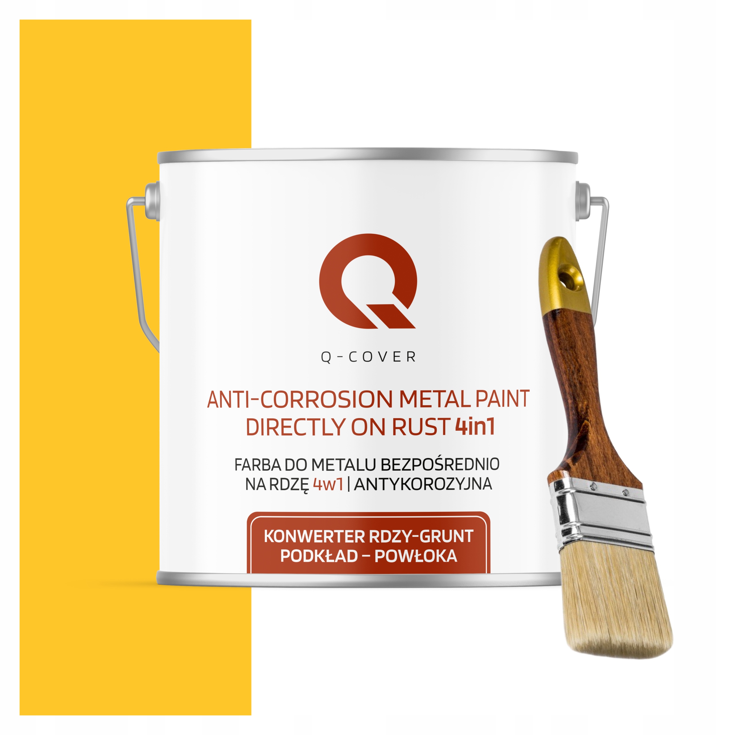 Farba na kov Antikorózna 5L Saténová Farba Žltá Výstražná Štetec