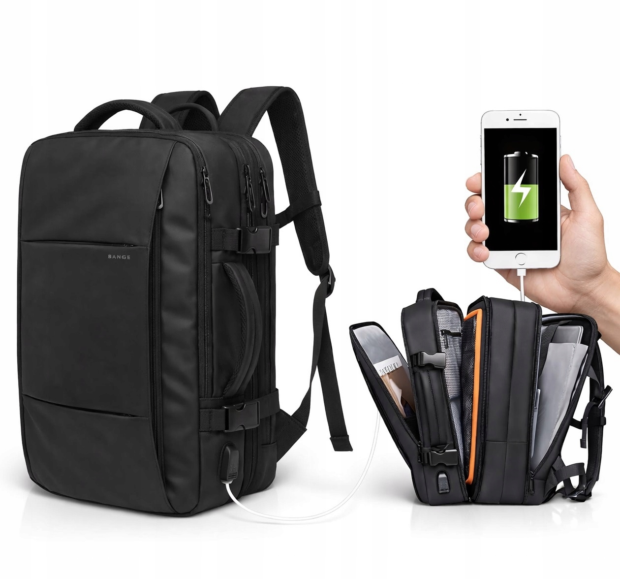 Batoh na notebook cestovní taška příruční zavazadlo Usb 17,3'' Bange I076