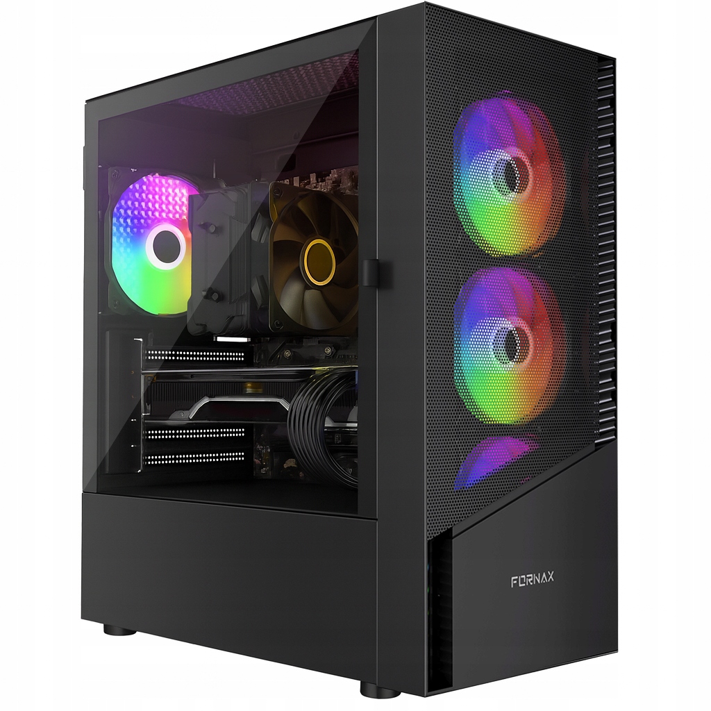 Obudowa do komputera Pc wentylatory A-rgb czarna Atx szkło USB-3 mesh okno