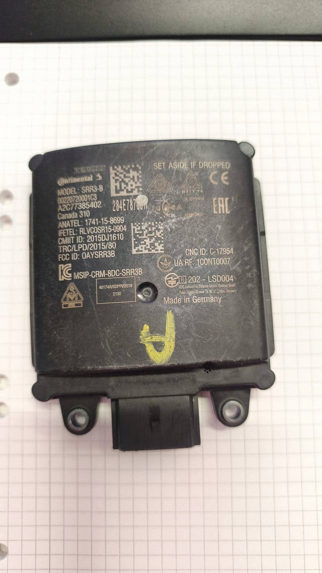 Radar tempomatu aktiv Renault Captur II 284E78760R
