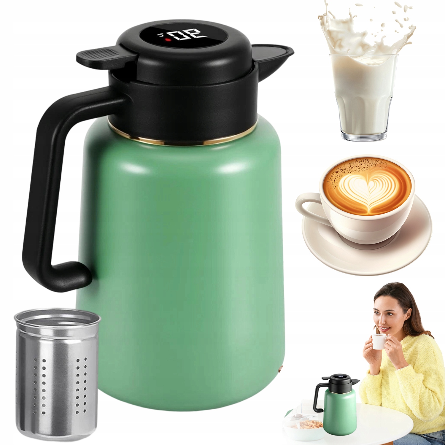 Moderní Termoska S Ukazatelem Teploty 1800 ML