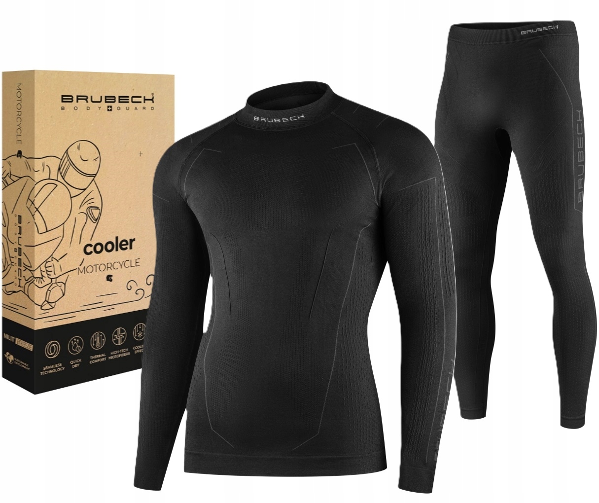 Bielizna termoaktywna męska na motor BRUBECK COOLER Komplet Bluza + Spodnie