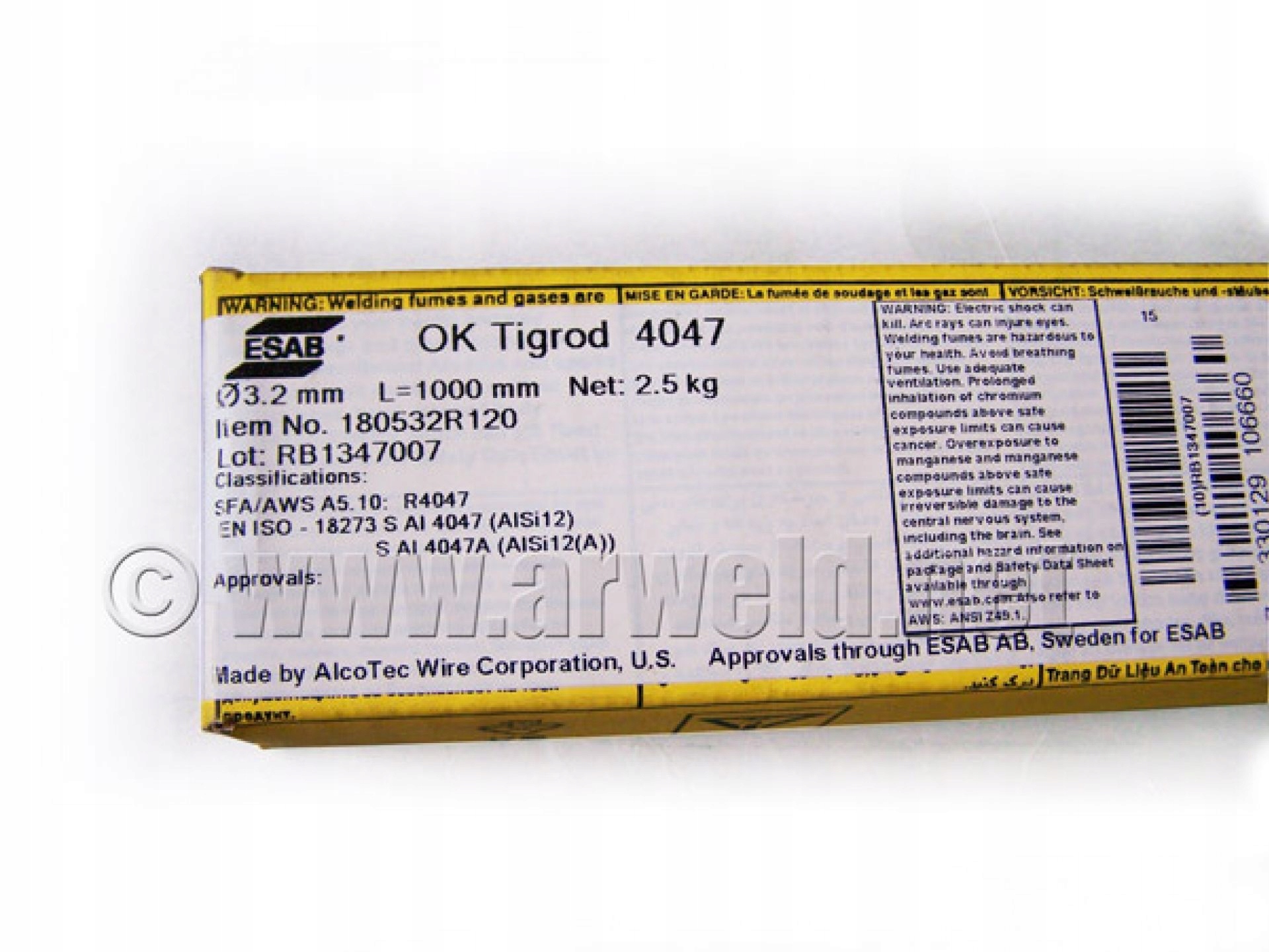 

Drut do aluminium AlSi12 2,4 Tig Tigrod 4047