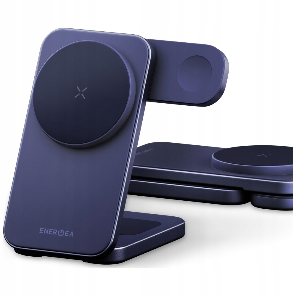 Ładowarka indukcyjna Energea Magtrio 2 3w1 25W Qi2 składana niebieski