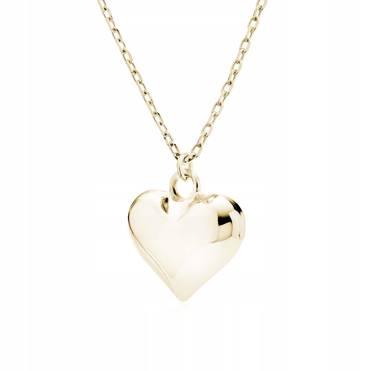 Stříbrný Náhrdelník 925 Pozlacené srdce Srdíčko Konvexní Lesklé Dárek