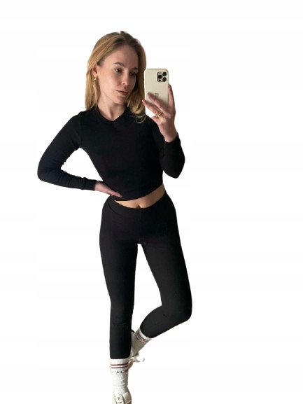 Set 2 Dílný Top Legíny Žerzej Černý M/38