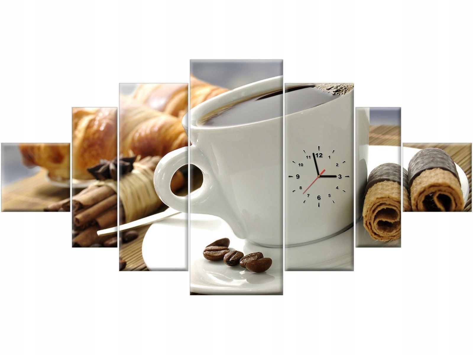 

Zegar ścienny 200x100 Kawa Filiżanka Croissant