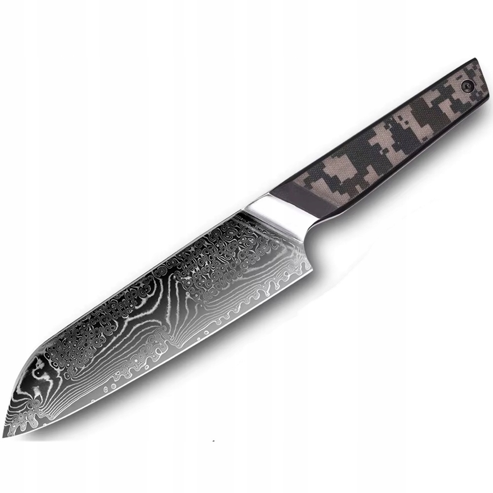 Damaškový kuchynský nôž Takeno Santoku/Čierna/Sivá KP-37577