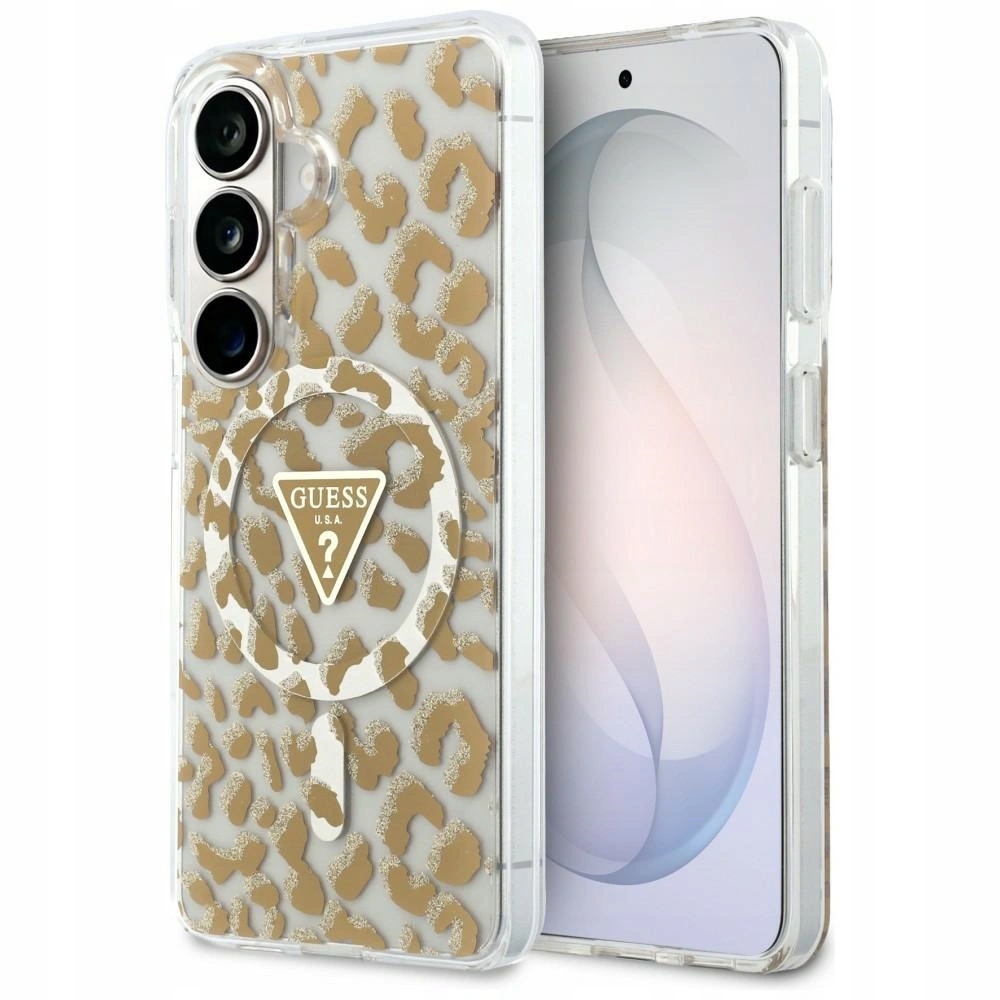 Pouzdro Guess pro Galaxy S26, IML Leopard Print Triangle, MagSafe, kryt
