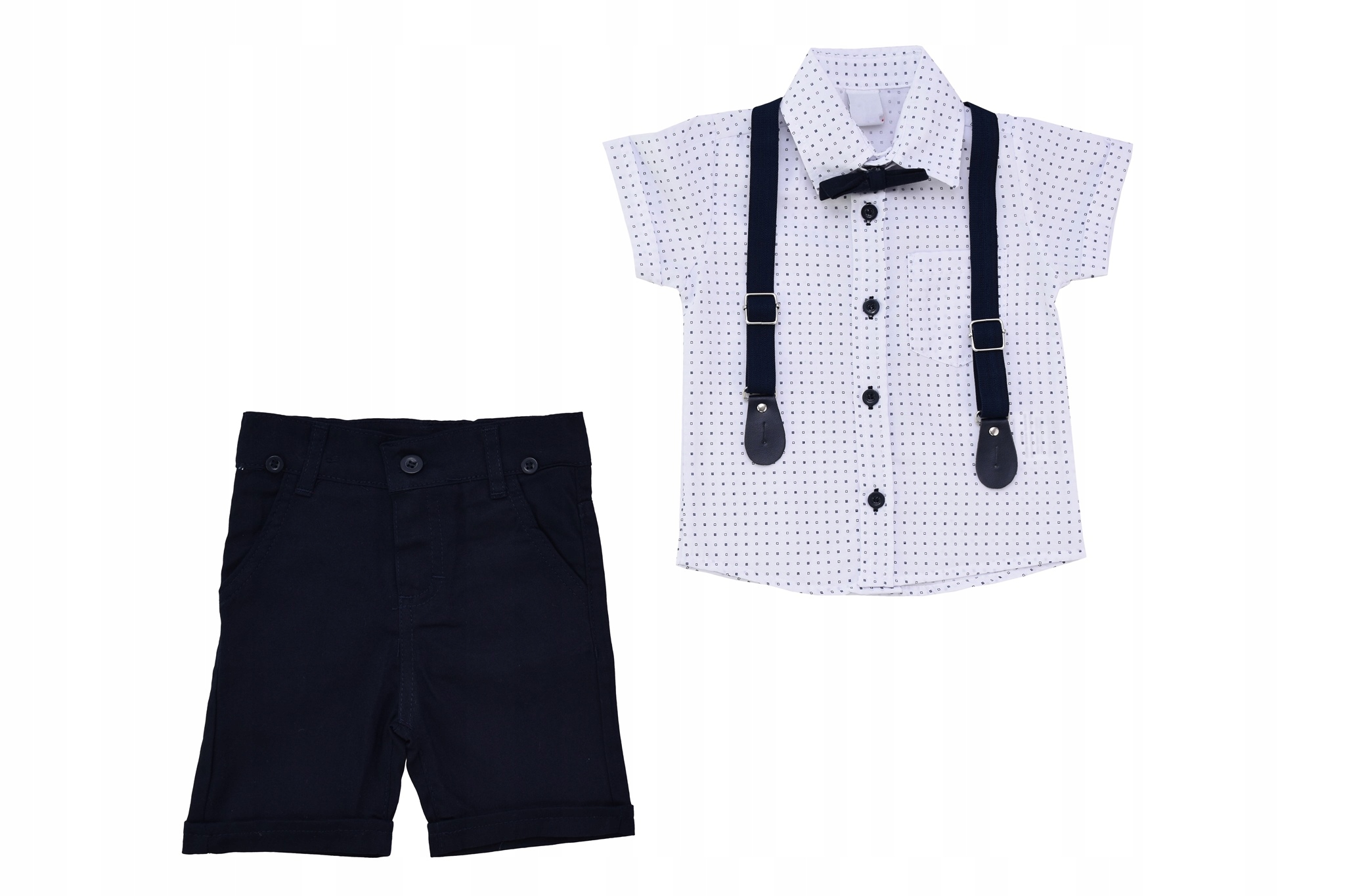 ELEGANCKI ZESTAW KRÓTKIE SPODENKI KOSZULA MUCHA 92