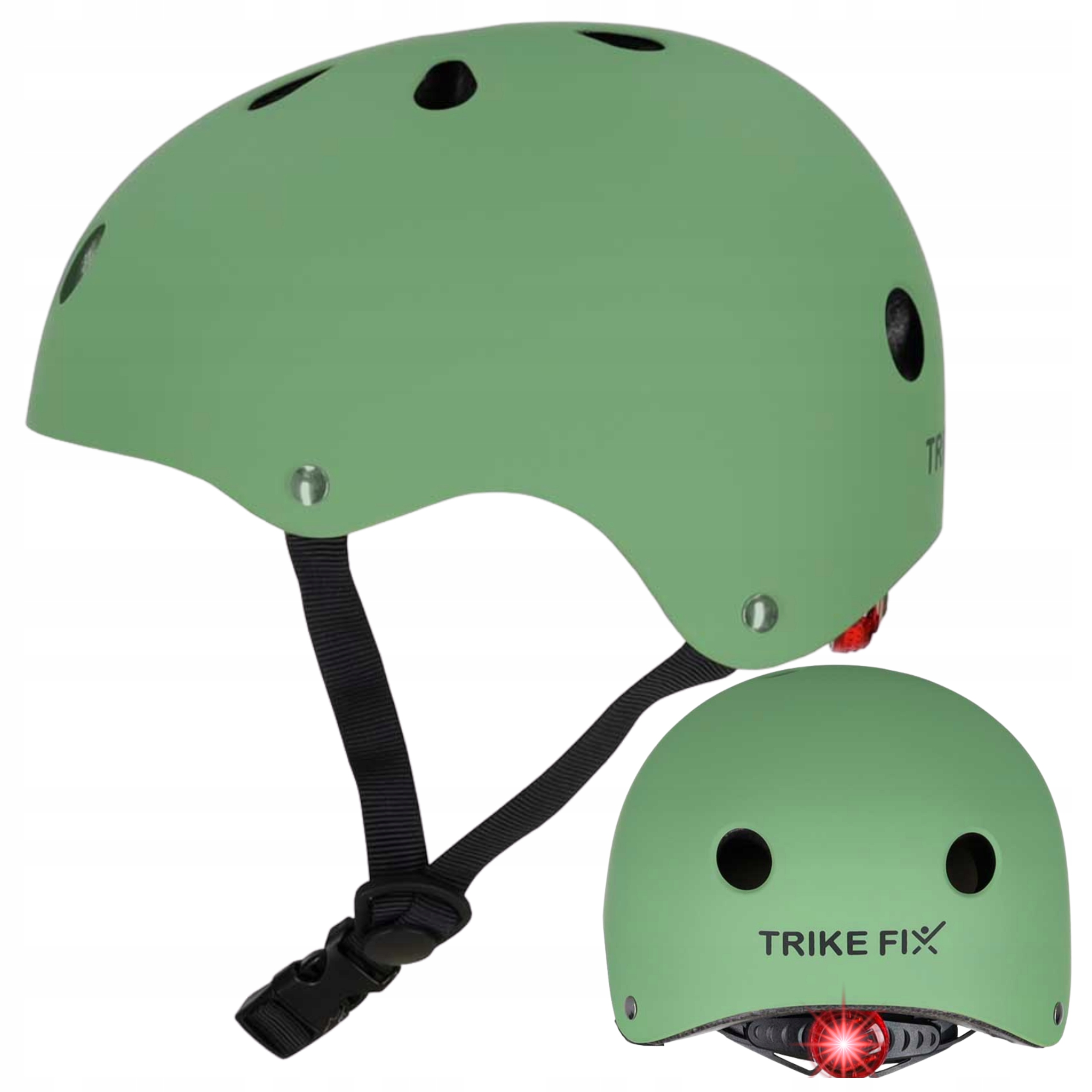KASK ROWEROWY DLA DZIECKA TRIKE FIX DZIECIĘCY LED 48-54CM ZIELONY REGULAC