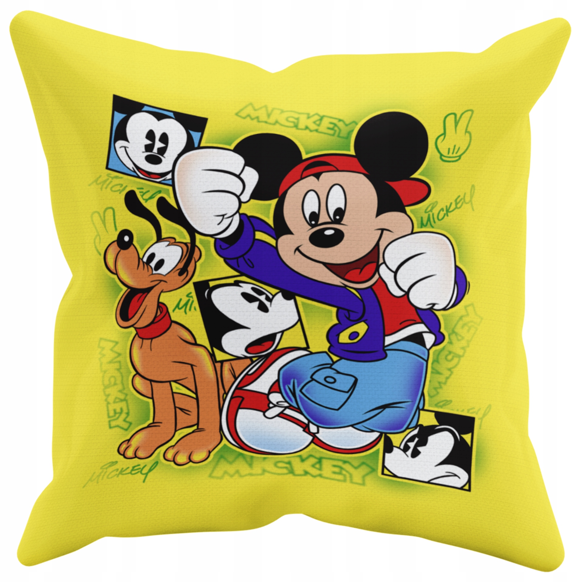 POSZEWKA NA PODUSZKĘ JAŚKA DO PRZEDSZKOLA MYSZKA MICKEY + IMIĘ GRATIS Kolor dominujący odcienie żółtego i złota