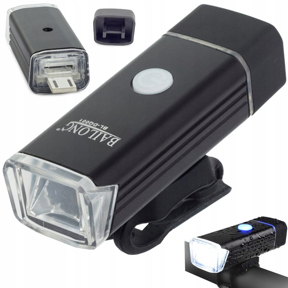 Alu. Led Cree Q5 bateria. 1200mAh lampka rowerowa Usb IPX-4