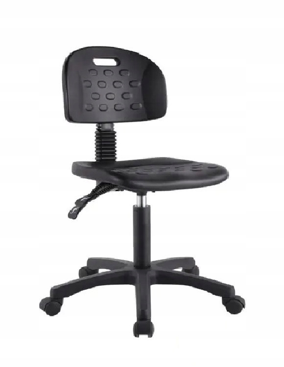 Priemyselná otočná pracovná stolička s operadlom, dielňa, čierna Wo